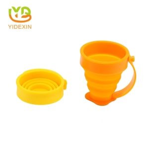 Travel Silicone Collapsible Water Cup with Plastic Handle